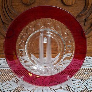 Vintage Tiffin-Franciscan King's Crown Ruby Flashed Luncheon Plate